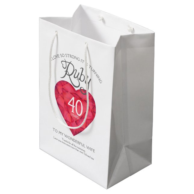 Ruby 40th anniversary custom jewelry gift bag (Back Angled)