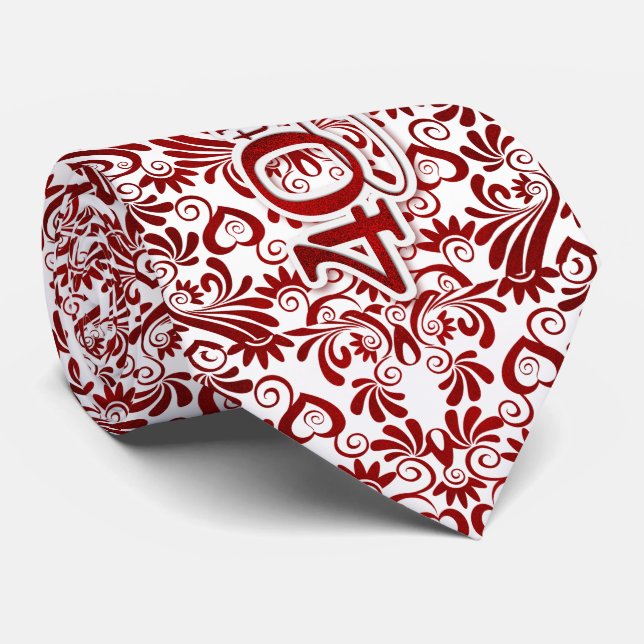 Ruby 40th Anniversary Faux Red Lead Swirls Neck Tie (Rolled)