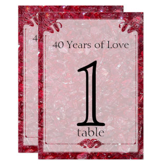 Ruby 40th Anniversary Table Number