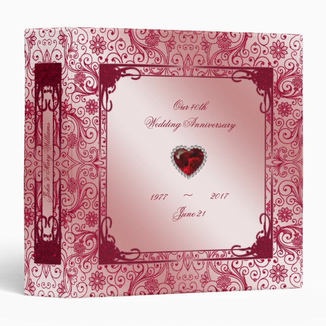 Ruby 40th Wedding Anniversary 1.5" Binder (Front/Spine)