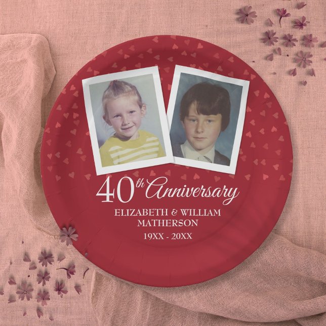 Ruby 40th Wedding Anniversary 2 Photo Paper Plates (Ruby 40th Wedding Anniversary 2 Photo Paper Plates)
