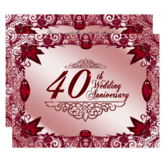 Ruby 40th Wedding Anniversary 4.25x5.5 Invitation