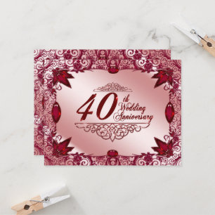 Ruby 40th Wedding Anniversary 4.25x5.5 Invitation