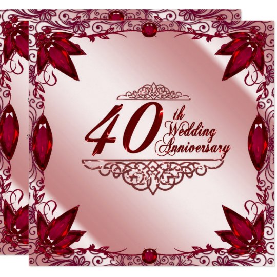 Ruby 40th Wedding Anniversary 5 25x5 25 Invitation Zazzle Ruby 40th Wedding Anniversary 5 25x5 25 Invitation