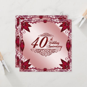 Ruby 40th Wedding Anniversary 5.25x5.25 Invitation