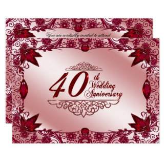 Ruby 40th Wedding Anniversary 5x7 Invitation