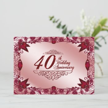 Ruby 40th Wedding Anniversary 5x7 Invitation by Digitalbcon at Zazzle