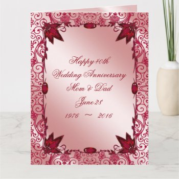 Ruby 40th Wedding Anniversary 8.5x11 Card by CreativeCardDesign at Zazzle