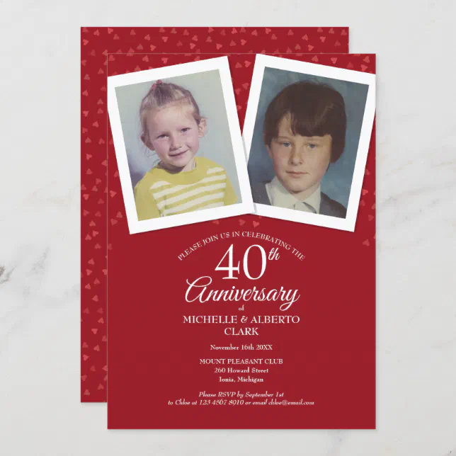 Ruby 40th Wedding Anniversary Childhood Photos Invitation | Zazzle