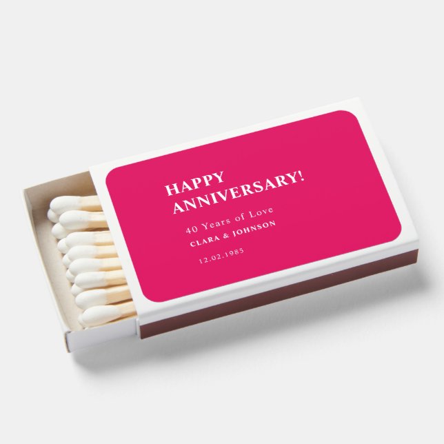 Ruby 40th Wedding Anniversary Gift for Couples Matchboxes (Front Open)