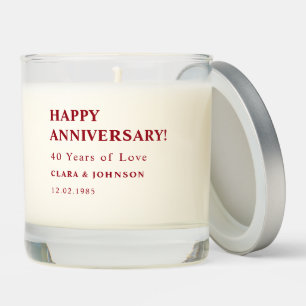 Ruby 40th Wedding Anniversary Gift for Couples Scented Candle