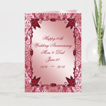 Ruby 40th Wedding Anniversary Greeting Card by CreativeCardDesign at Zazzle