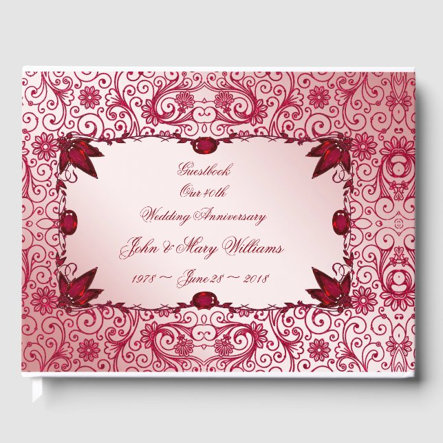 Ruby 40th Wedding Anniversary Guestbook (Front)