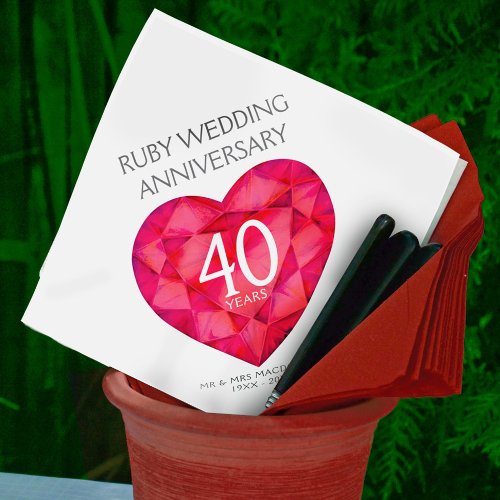 Ruby 40th wedding Anniversary heart art napkins