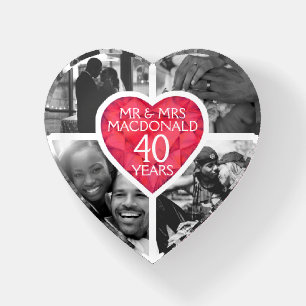 Ruby 40th wedding Anniversary heart four photos Paperweight