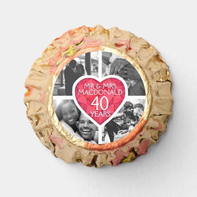Ruby 40th wedding Anniversary heart four photos Reese's Peanut Butter Cups (Front)