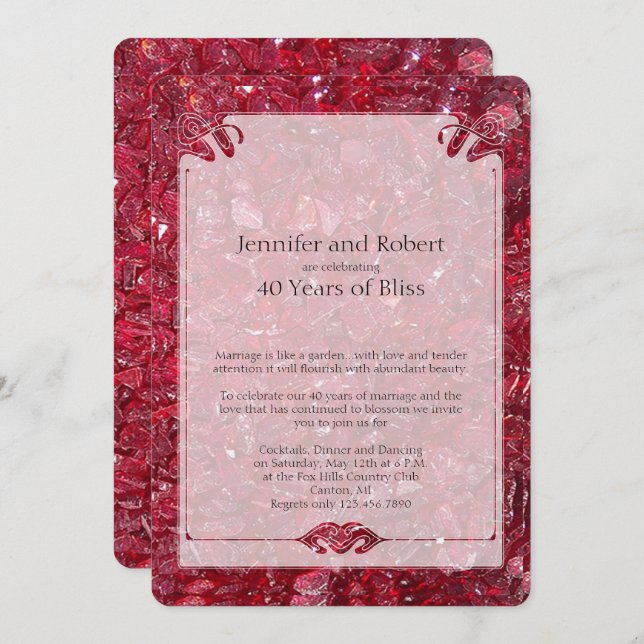 Ruby 40th Wedding Anniversary Invitation (Front/Back)