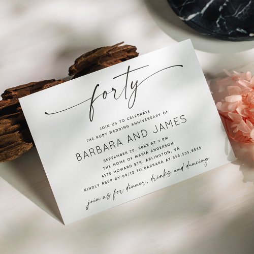 Ruby 40th Wedding Anniversary | Minimalist Modern