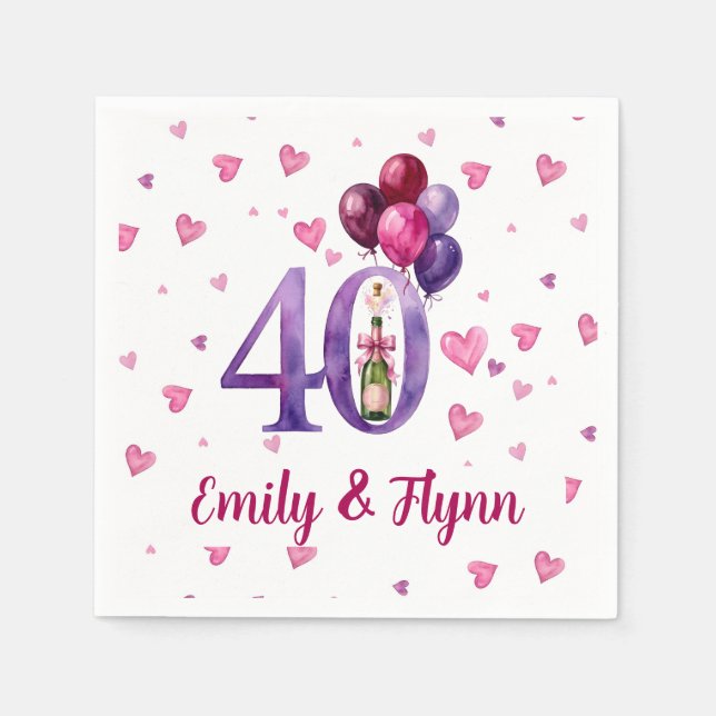 Ruby 40th Wedding Anniversary Paper Napkins (Front)