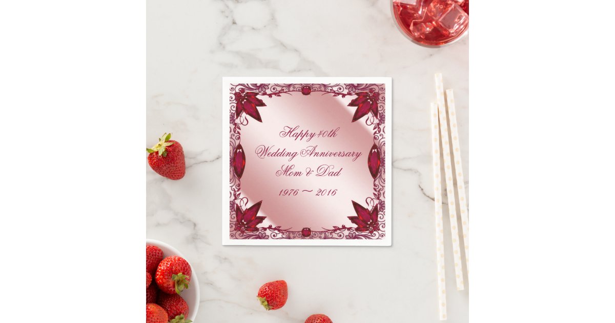 Ruby 40th Wedding Anniversary Paper Napkins | Zazzle
