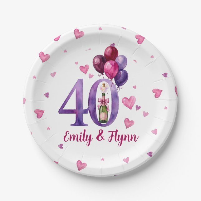 Ruby 40th Wedding Anniversary Paper Plate (Front)