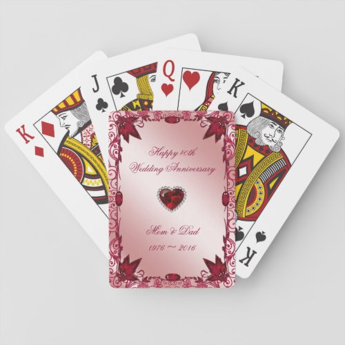 Ruby 40th Wedding Anniversary Poker Cards