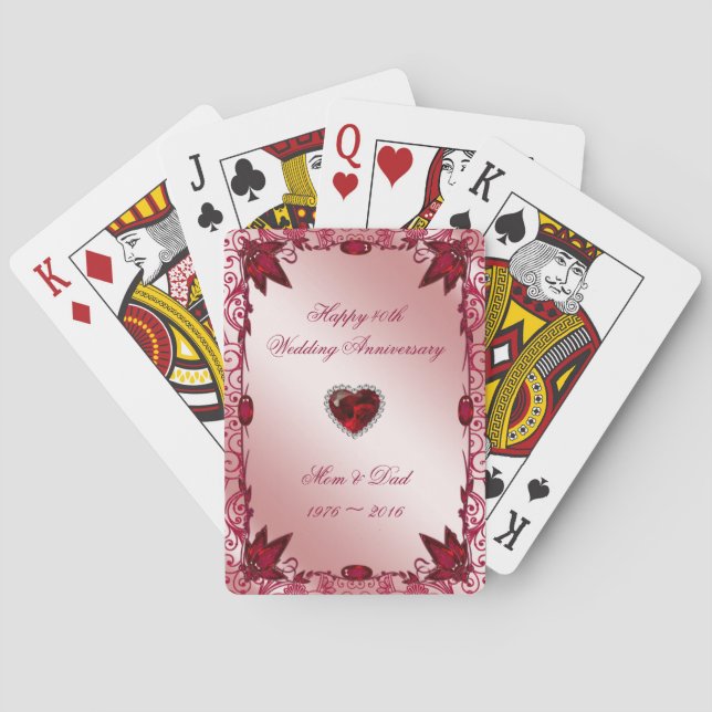 Ruby 40th Wedding Anniversary Poker Cards (Back)