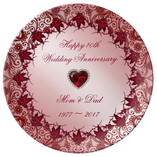 Ruby 40th Wedding Anniversary Porcelain Plate Zazzle Ruby 40th Wedding Anniversary Porcelain Plate
