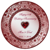 Ruby 40th Wedding Anniversary Porcelain Plate