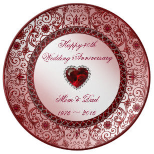 40th Wedding Anniversary Gifts Zazzle Ruby 40th Wedding Anniversary Porcelain Plate