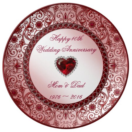 Ruby 40th Wedding Anniversary Porcelain Plate