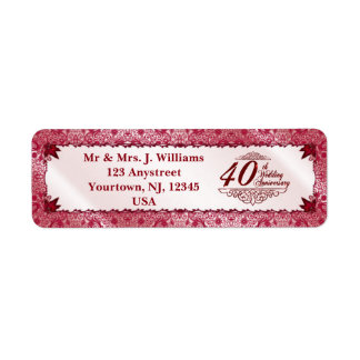 Ruby 40th Wedding Anniversary Return Address Label