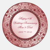 Ruby 40th Wedding Anniversary Round Sticker (Front)