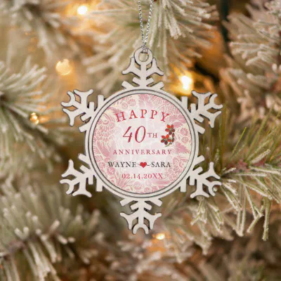 wedding anniversary snowflake ornament
