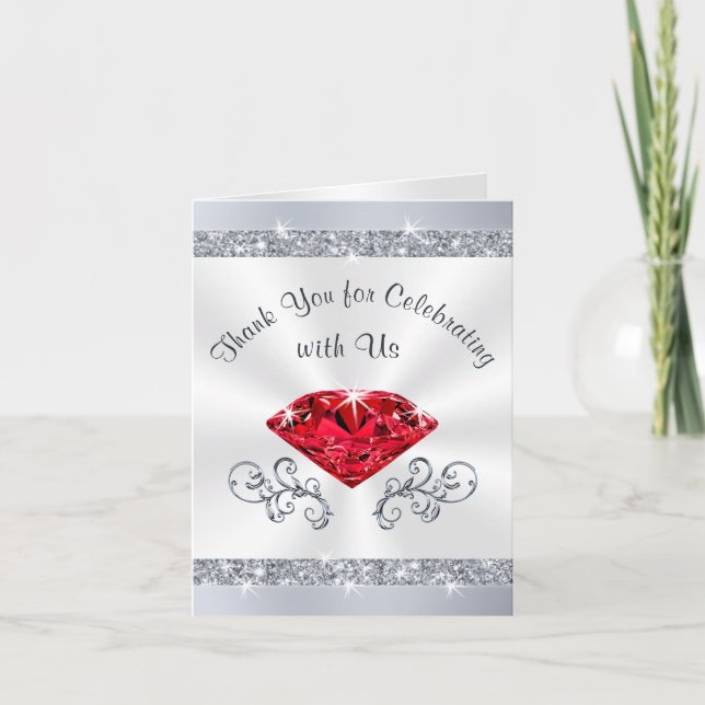 Ruby 40th Wedding Anniversary Thank You Cards (Front)