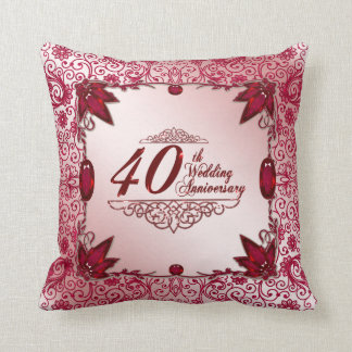 Ruby 40th Wedding Anniversary Throw Pillow