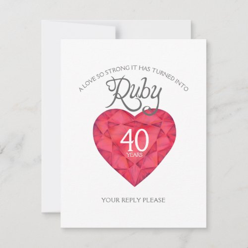Ruby 40th Wedding Anniversary watercolor painting RSVP Card