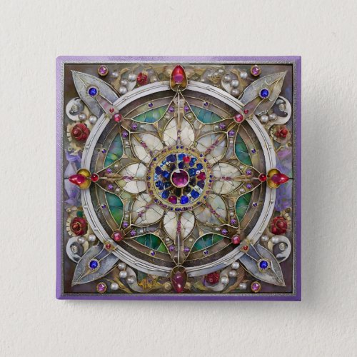 Ruby Amethyst Sapphire and Pearl Mandala Button