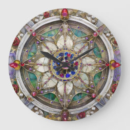 Ruby, Amethyst, Sapphire and, Pearl Mandala Large Clock