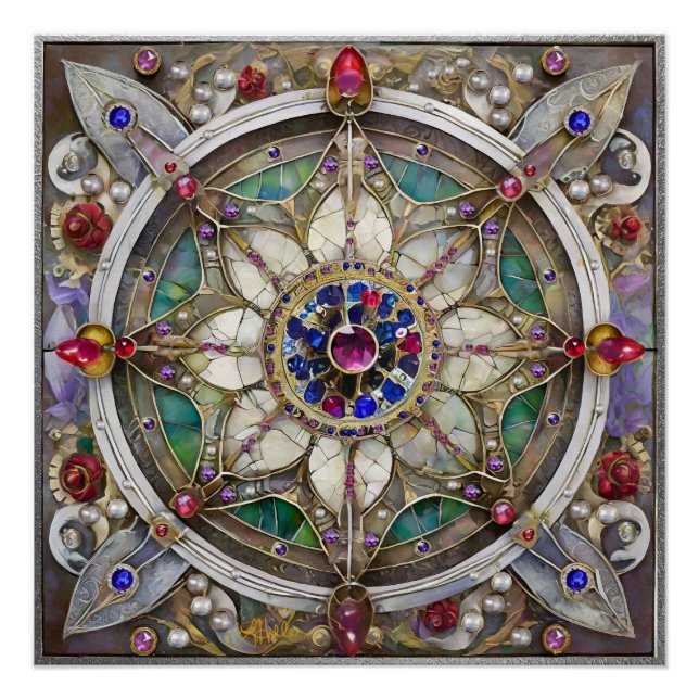 Ruby, Amethyst, Sapphire and, Pearl Mandala Poster (Front)