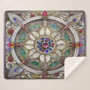 Ruby, Amethyst, Sapphire and, Pearl Mandala Sherpa Blanket
