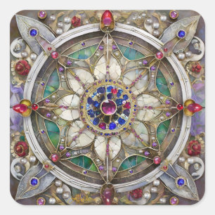 Ruby, Amethyst, Sapphire and, Pearl Mandala Square Sticker