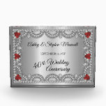 Ruby and Diamond 40th Wedding Anniversary Party  Acrylic Award<br><div class="desc">Elegant faux diamond look shapes and ruby heart-shaped faux gemstones on a silver tone background with black text 40th Wedding Anniversary design. Original design by Holiday Hearts Designs (rights reserved). If you have any questions or need assistance with the design, please message us or email us directly at info@holidayheartsdesigns.com, and...</div>