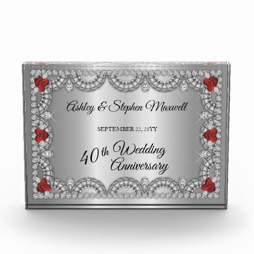 Ruby and Diamond 40th Wedding Anniversary Party  Acrylic Award