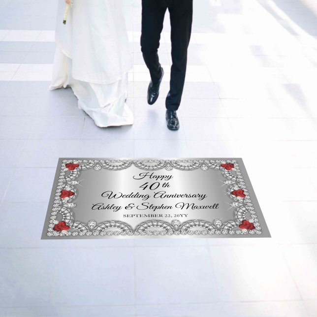 Ruby and Diamond 40th Wedding Anniversary Party  Floor Decals (Wedding)