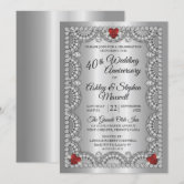 Wedding Anniversary Invitations 25th Silver, 40th Ruby, 50th Gold - View #13