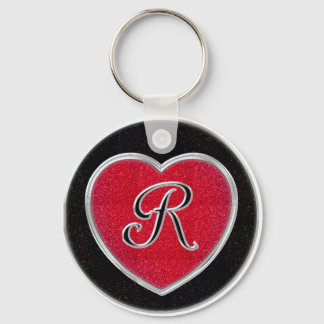 Ruby and Onyx Monogram Keychain