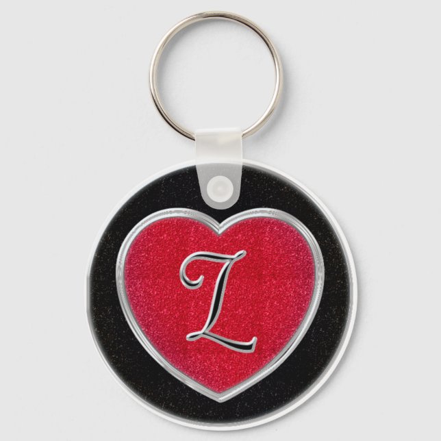 Ruby and Onyx Monogram Keychain (Front)