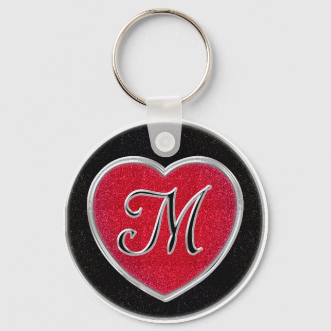 Ruby and Onyx Monogram Keychain (Front)