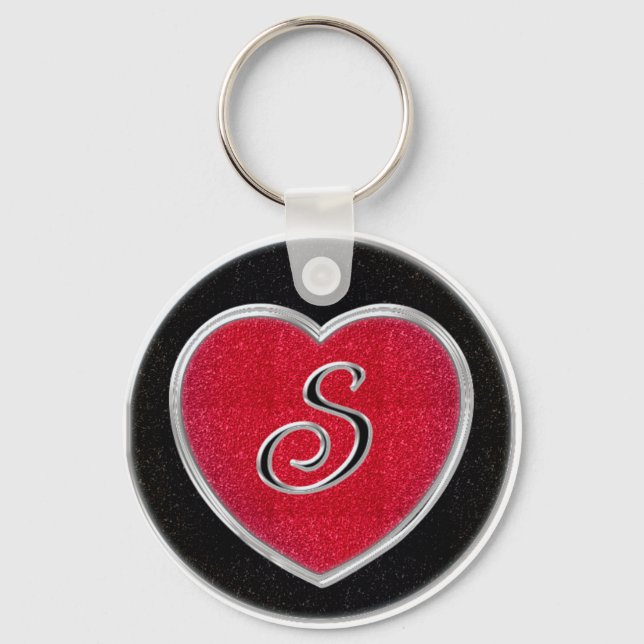 Ruby and Onyx Monogram Keychain (Front)
